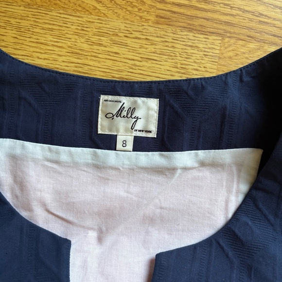 Milly brown orange blue colorblock sleeveless belted dress pockets size 8 NWT - Picture 12 of 16